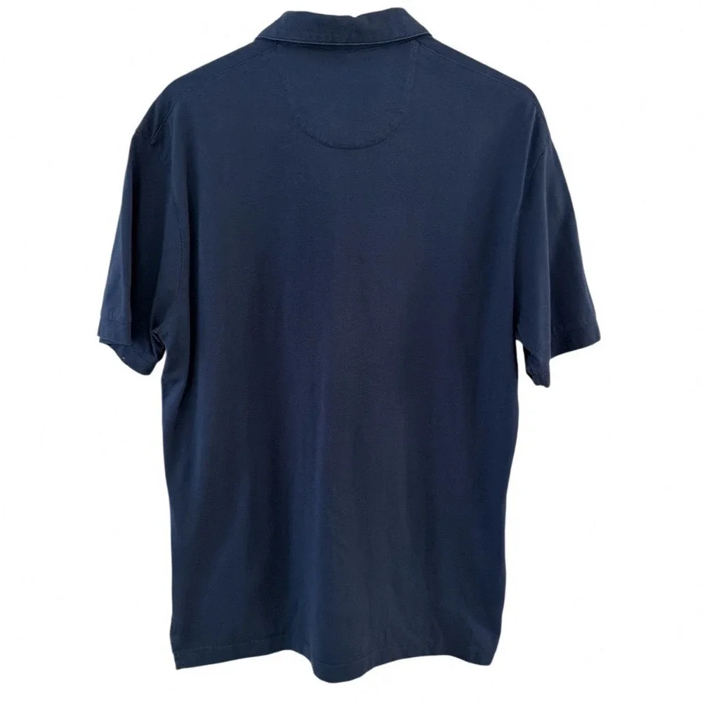 Mizzen + Main Mens Navy Blue Trim Fit Short Sleeve Performance Polo Shirt Medium